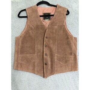 Vintage Leather by Raphael Suede Western Vest Mens 38 Brown Cowboy Mexico Boho